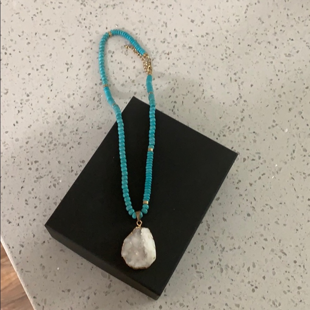 Turquoise and quartz necklace